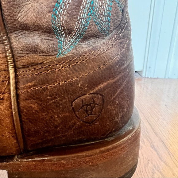 Ariat Distressed Leather Western Cowboy Boots Turquoise Stitching Womens 7B Boho - Picture 5 of 16